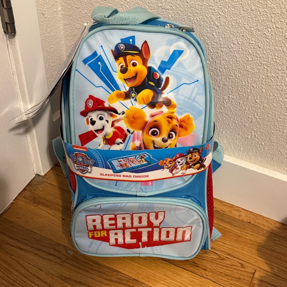 Paw Patrol Blue Action Backpack with Sleeping Bag